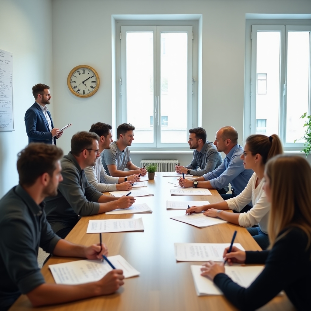 Sessione di workshop in corso con un team di PMI che analizza le attività settimanali